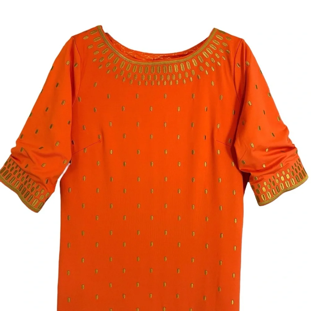 Gretchen‎ Scott Rocket Girl Dress Large Orange Embroidered Tunic Resort NWT